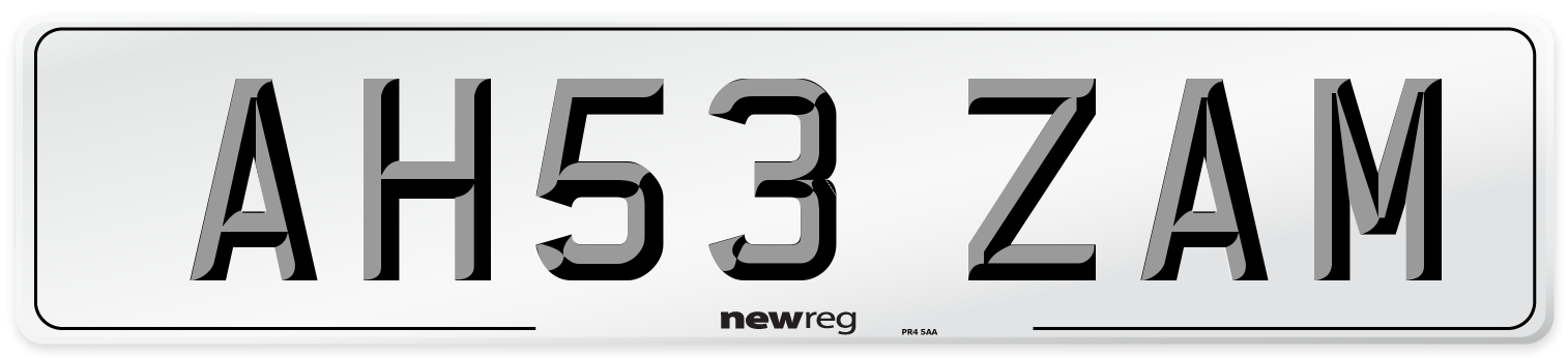 AH53 ZAM Number Plate from New Reg